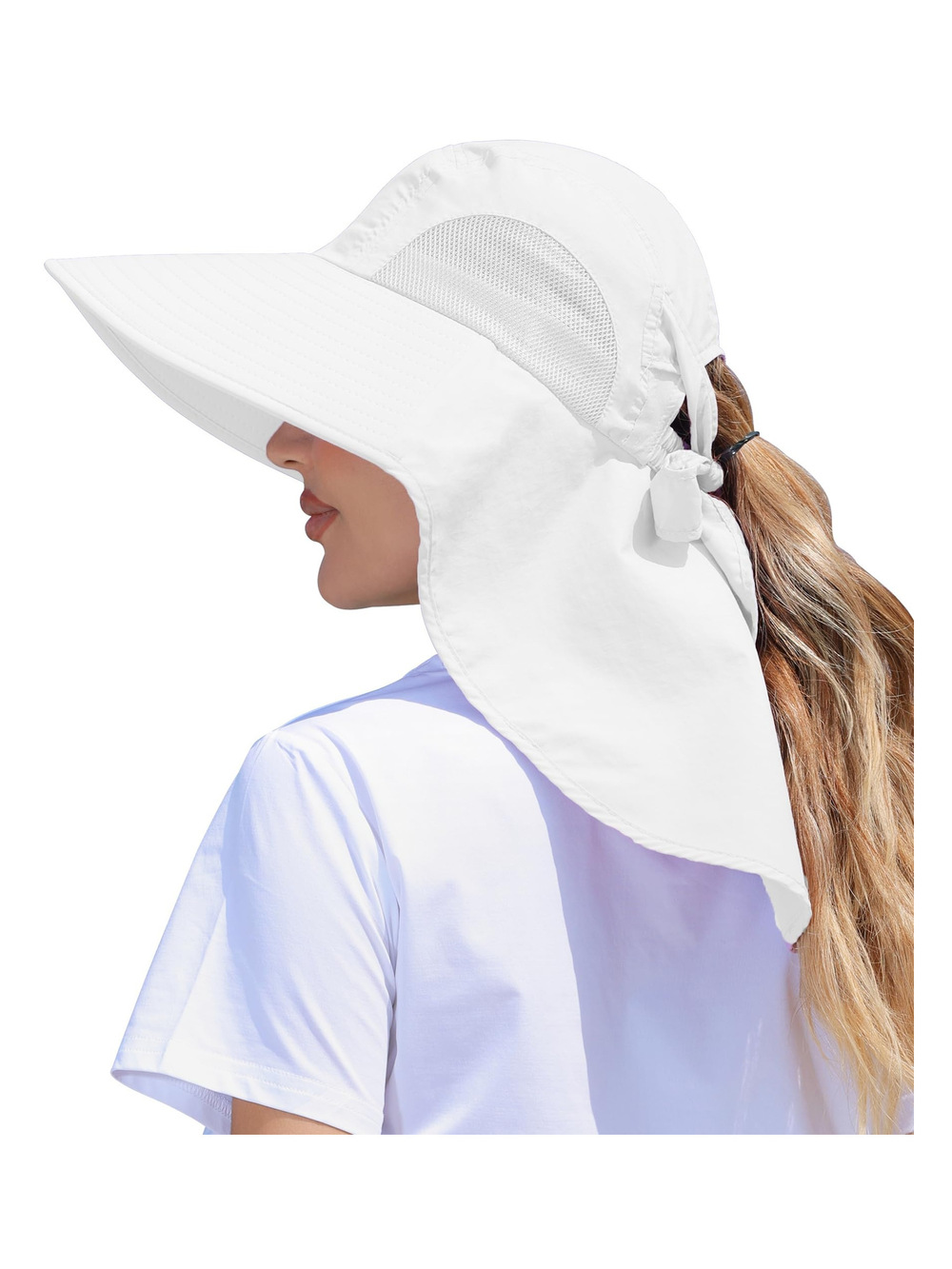 Womens Sun Hat Outdoor UV Protection Wide Brim Fishing Hat | White | Size OS